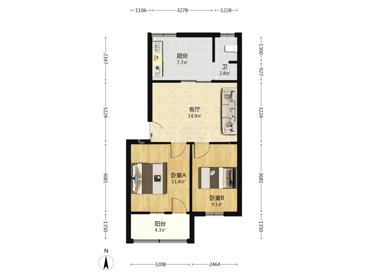 湘安小区  2室1厅1卫    22.8万 湘安小区  2室1厅1卫    22.8万室内图