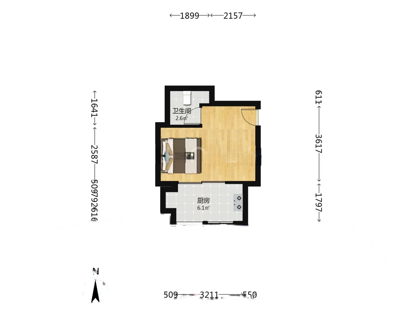 流金岁月-华晨国际  1室1厅1卫    26.0万 流金岁月-华晨国际  1室1厅1卫    26.0万室内图