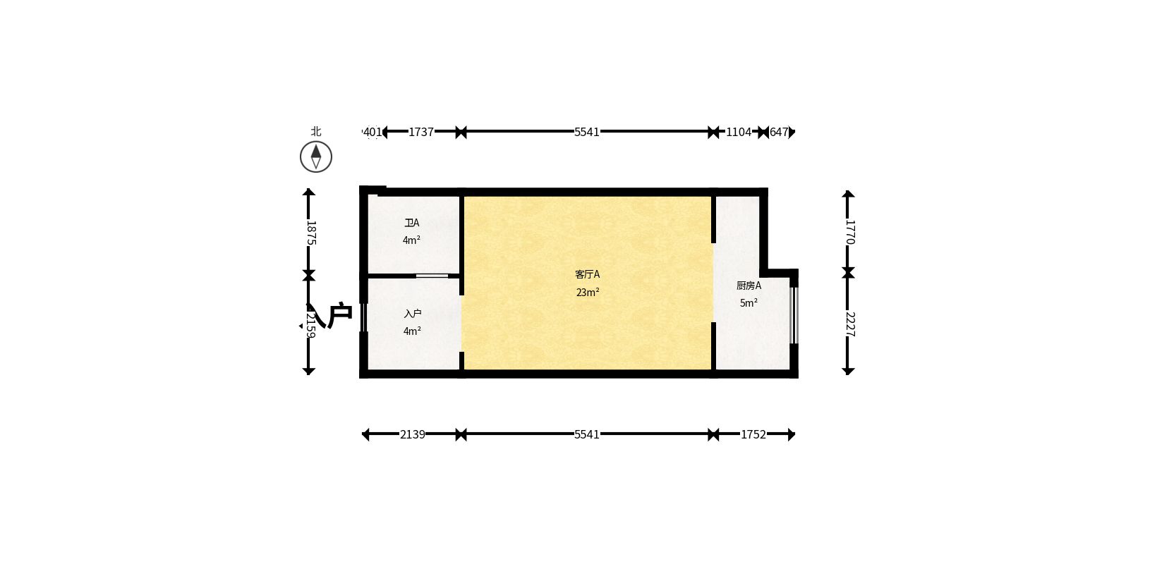 五矿万境水岸二期（五矿万境水岸和苑）  1室1厅1卫    1300.0元/月户型图