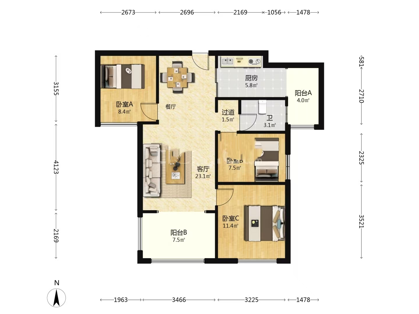 都市兰亭  3室1厅1卫    39.0万室内图