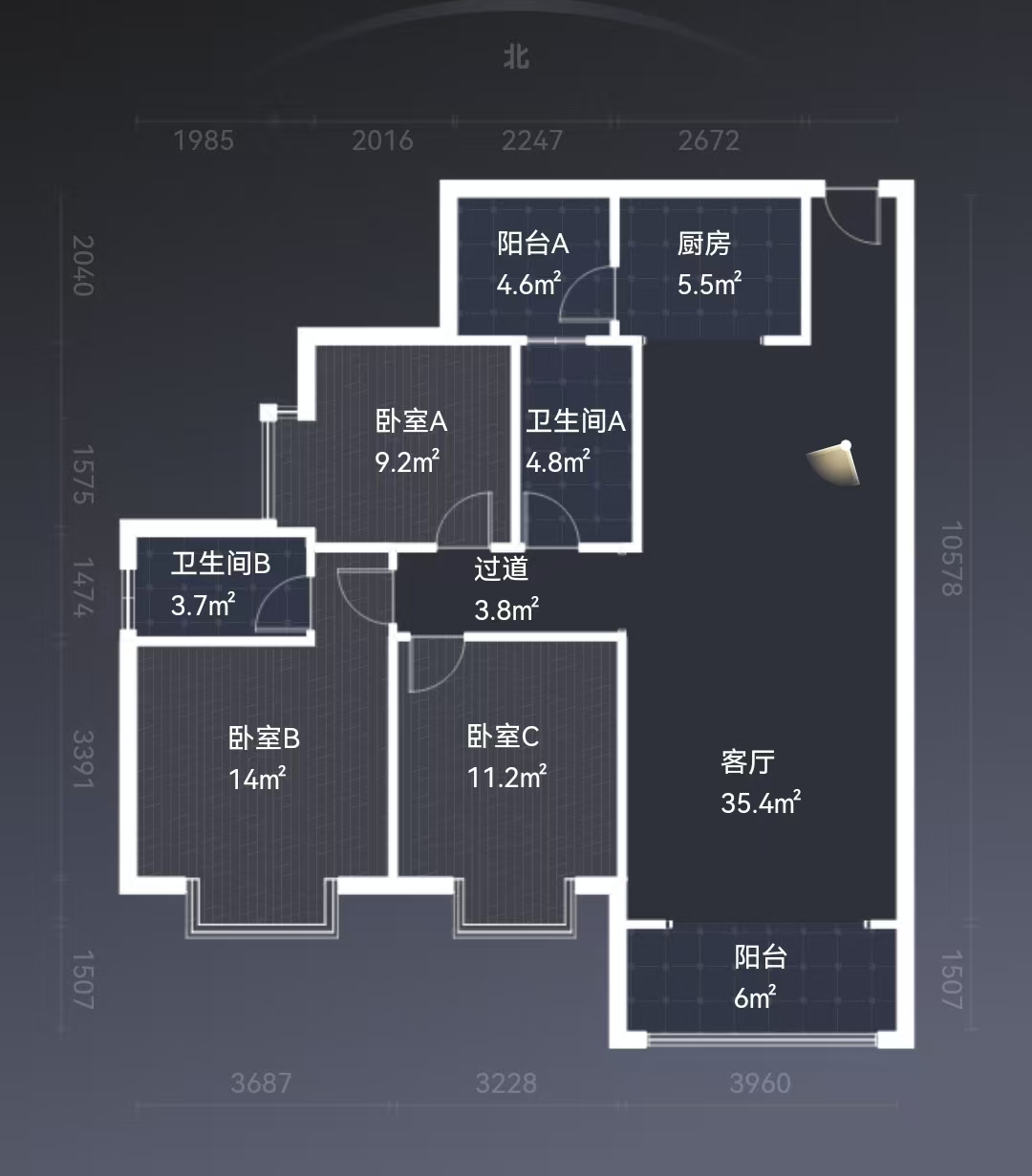 体育新城  3室2厅2卫    48.8万