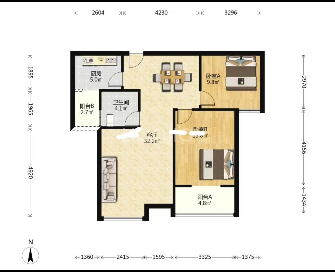 湖景名城  2室2厅1卫    38.0万