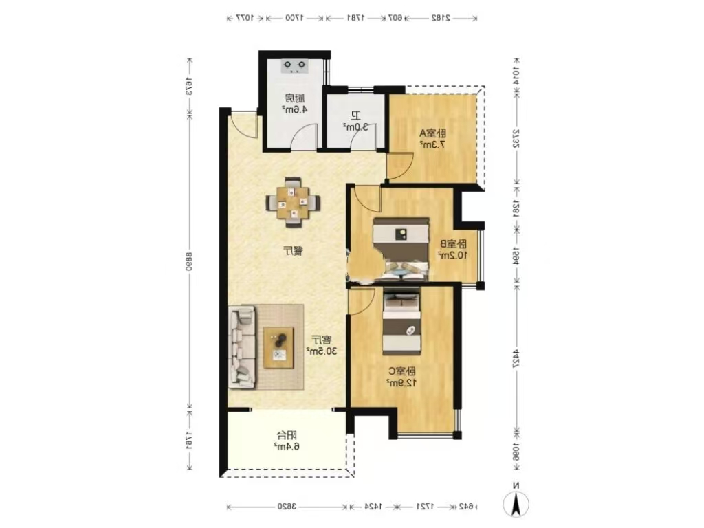 时代新城（翰林府）  3室1厅1卫    31.0万