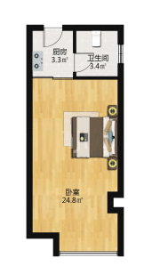 逸景华天  1室1厅1卫    25.0万室内图