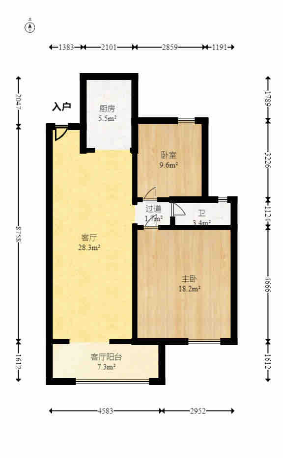 金科时代中心  1室0厅0卫    2200.0元/月户型图