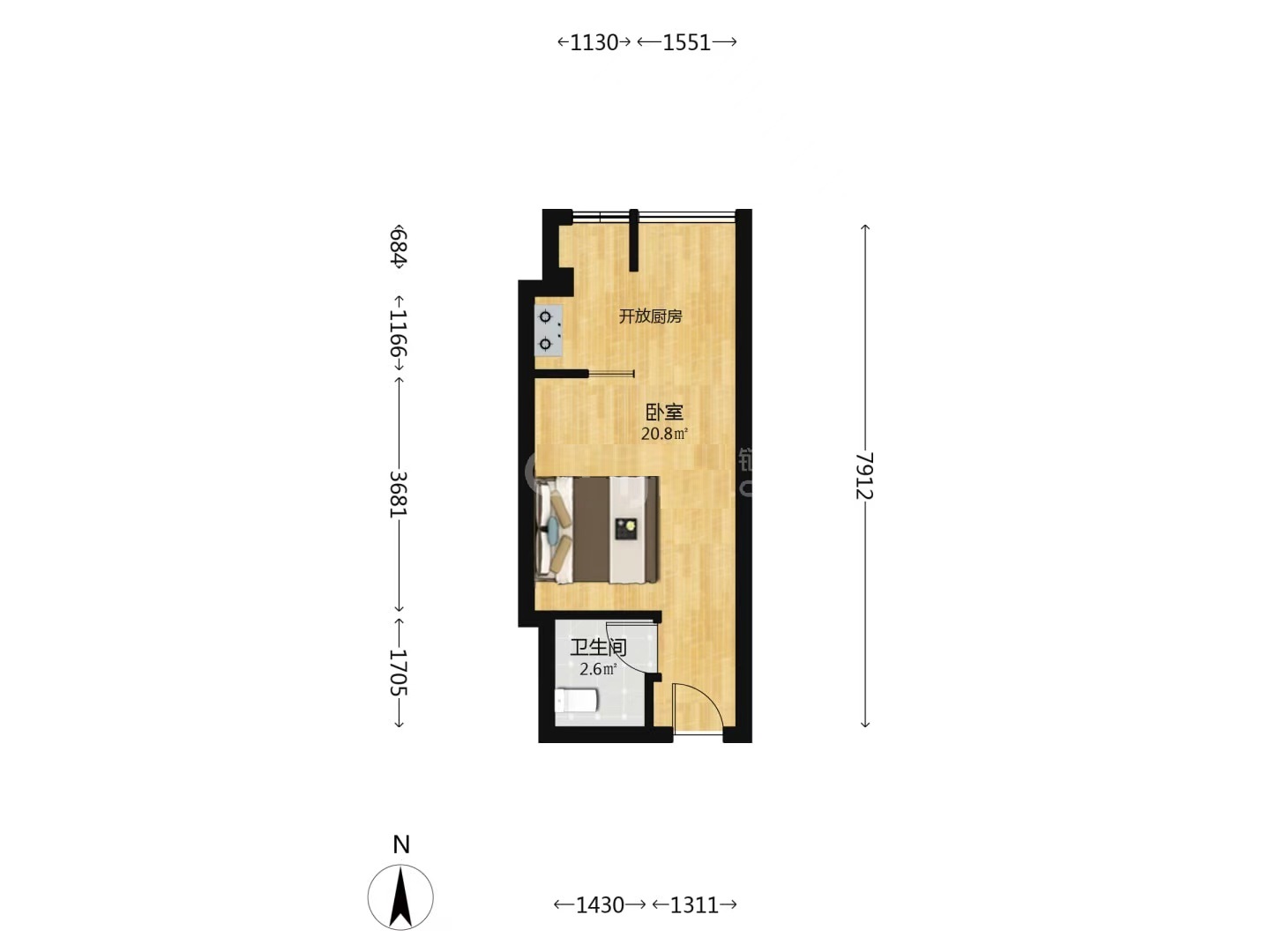 中建御山和苑 1室1厅1卫 16.0万 中建御山和苑 1室1厅1卫 16.0万室内图