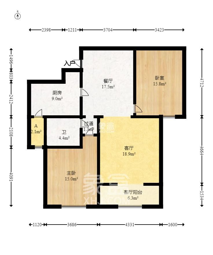 新城朗隽大都会  1室1厅1卫    600.0元/月户型图
