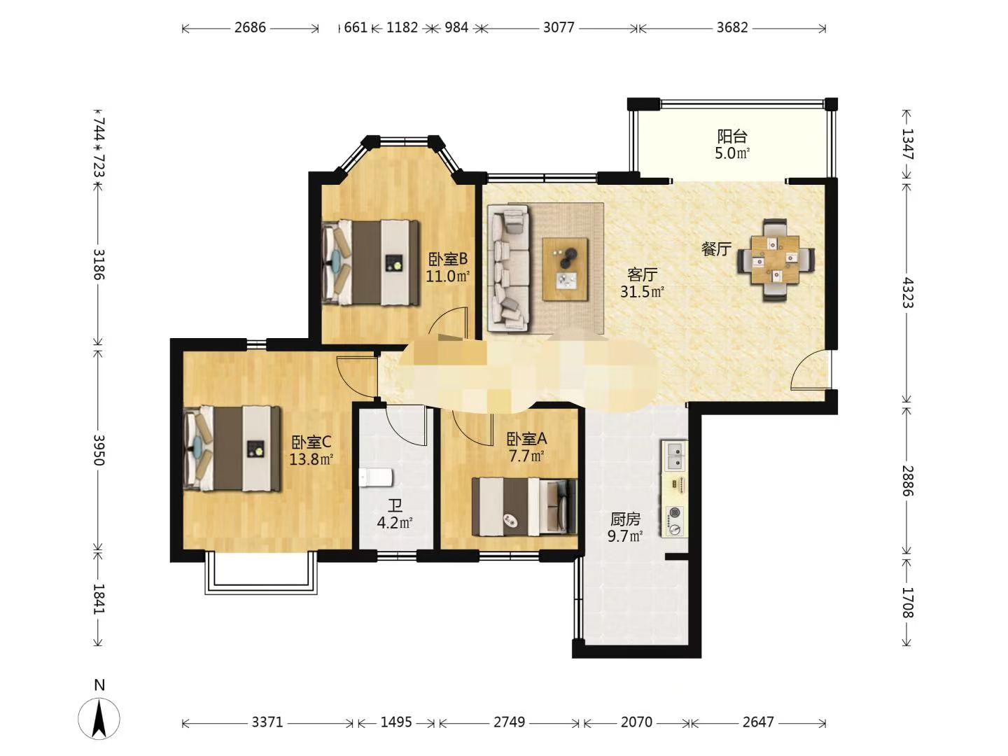 香博堡 3室2厅2卫 41.8万 香博堡 3室2厅2卫 41.8万室内图