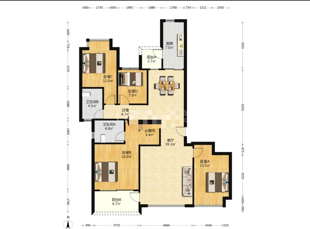 株洲恒大悦珑台  4室2厅2卫    142.0万室内图