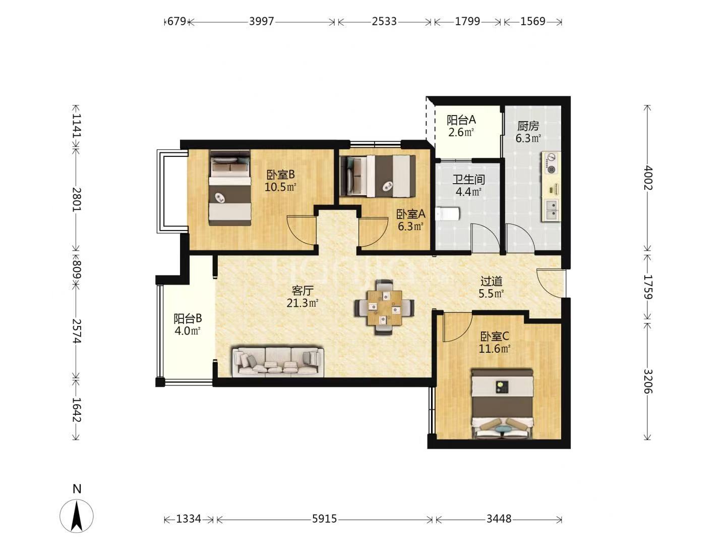 流金岁月-华晨国际  3室2厅1卫    61.8万 流金岁月-华晨国际  3室2厅1卫    61.8万室内图