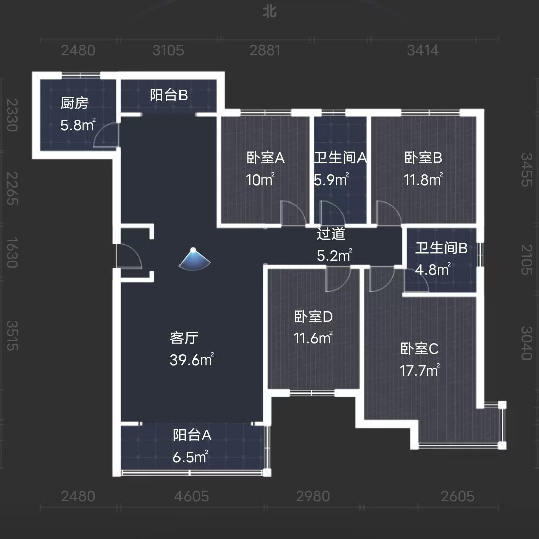山河锦园  4室2厅2卫    45.0万室内图1
