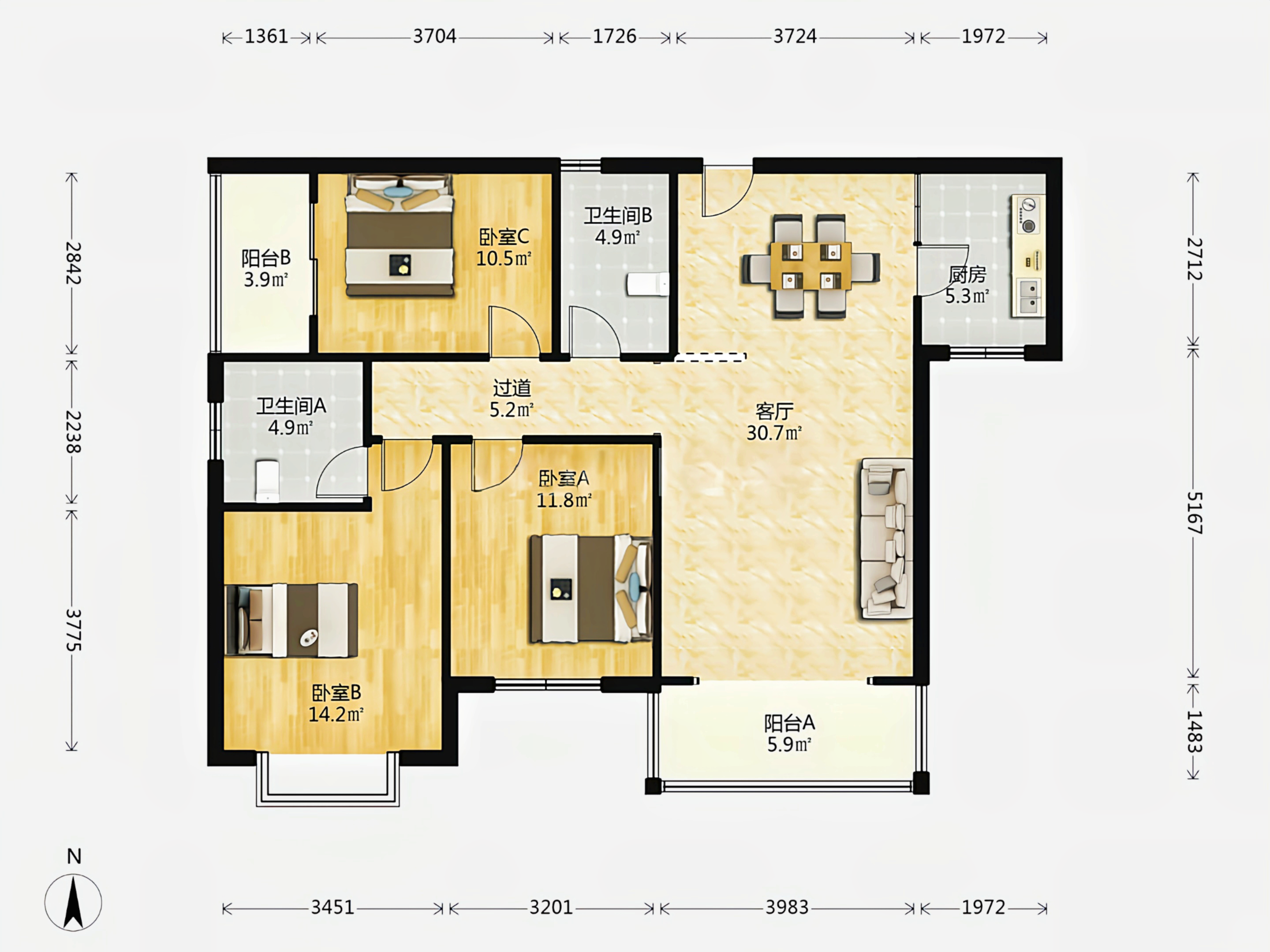 香草园二期春晓  3室2厅2卫    62.8万 香草园二期春晓  3室2厅2卫    62.8万室内图
