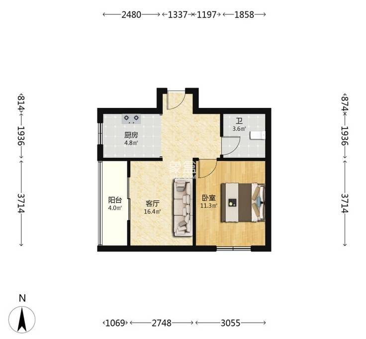 文化园三期  1室1厅1卫    21.8万 文化园三期  1室1厅1卫    21.8万室内图