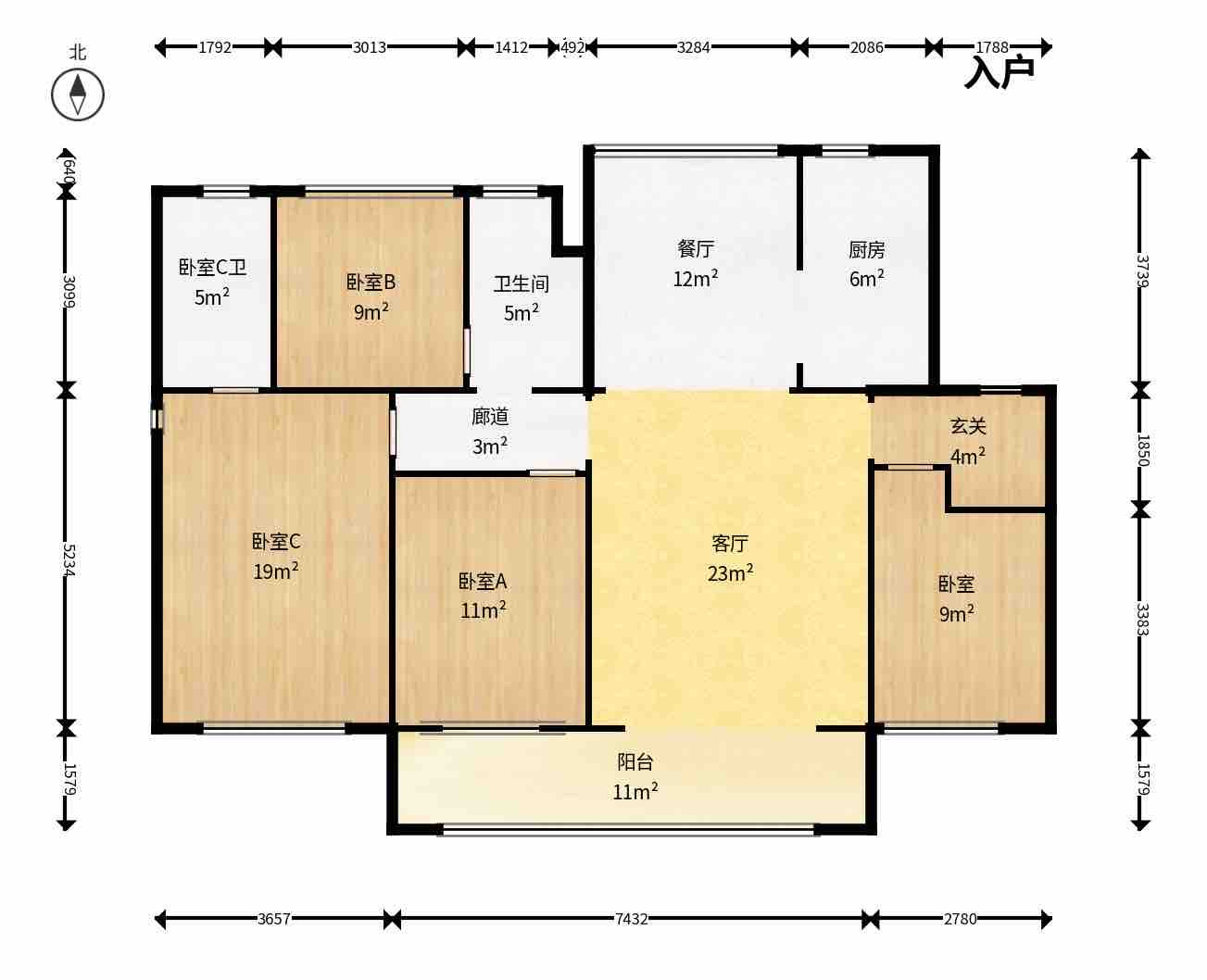 卓越洋湖晴翠 4室2厅2卫 4000.0元/月 卓越洋湖晴翠 4室2厅2卫 4000.0元/月户型图
