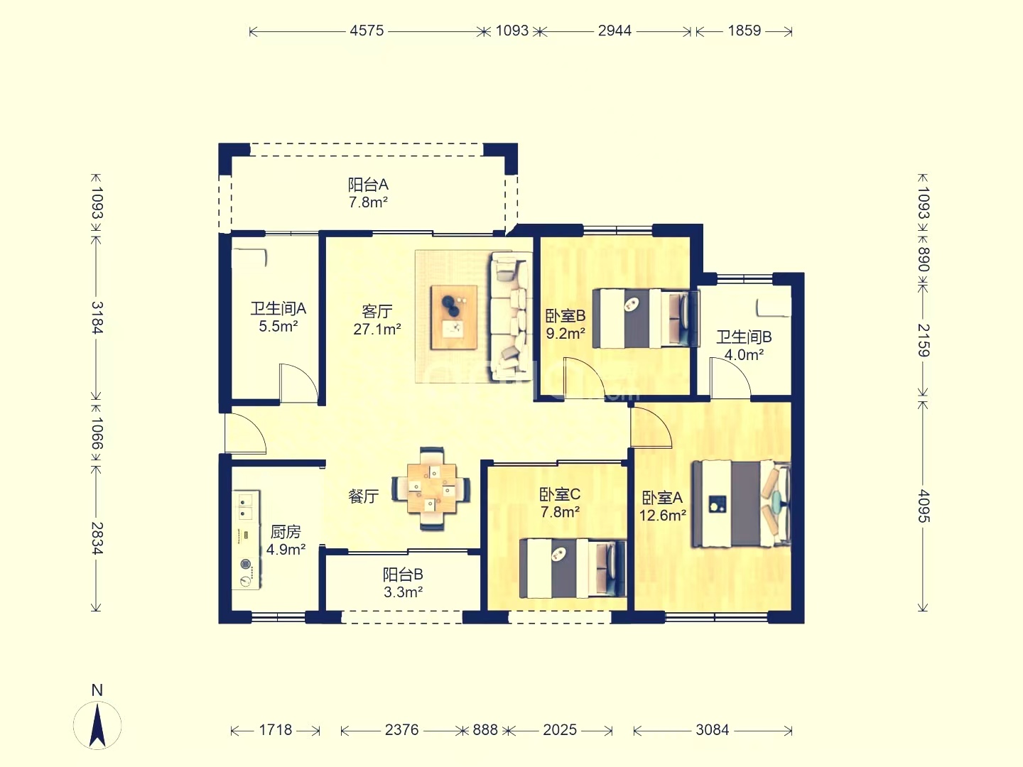 滨江花园 3室2厅2卫 42.0万 滨江花园 3室2厅2卫 42.0万室内图