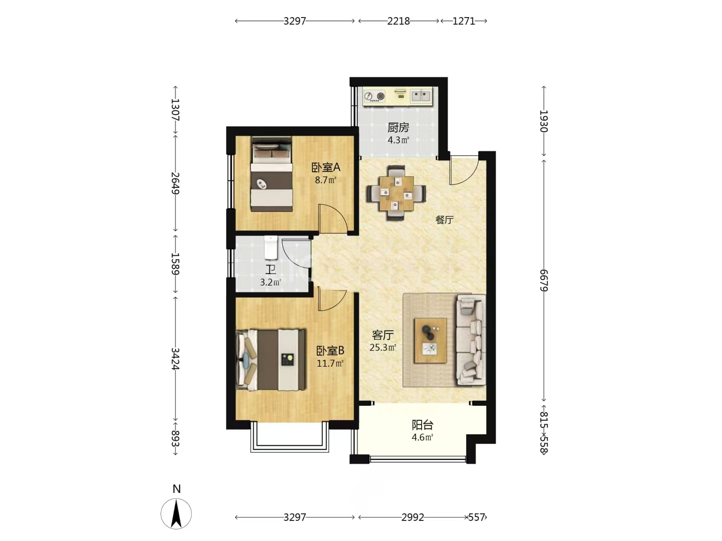 江湾名府 2室2厅1卫 25.5万 江湾名府 2室2厅1卫 25.5万室内图