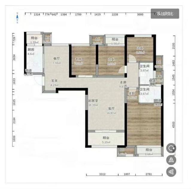 江山帝景雅典 4室2厅2卫 2500.0元/月 江山帝景雅典 4室2厅2卫 2500.0元/月户型图