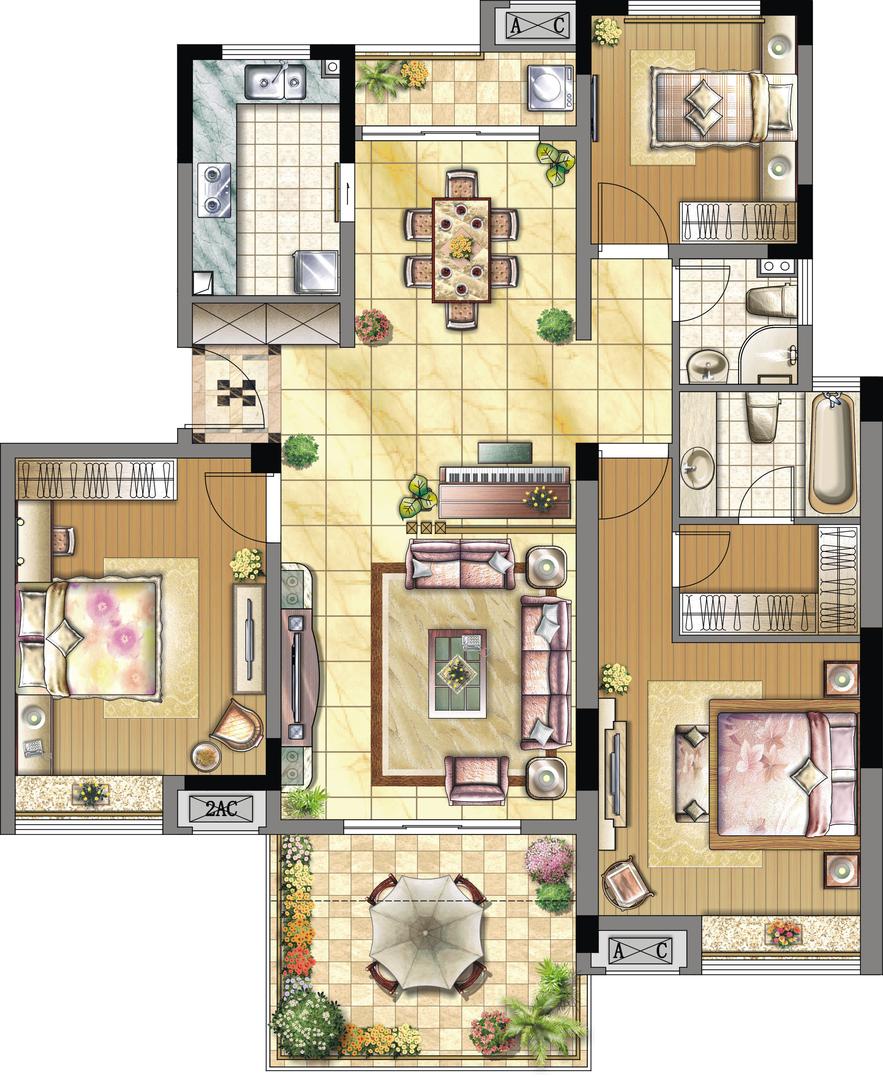 碧桂园  4室2厅3卫    418.0万户型图