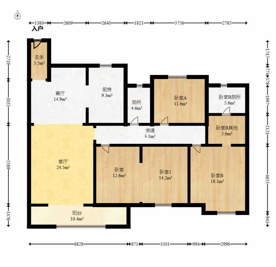 中海阅麓山一期 4室2厅2卫 3800.0元/月 中海阅麓山一期 4室2厅2卫 3800.0元/月户型图