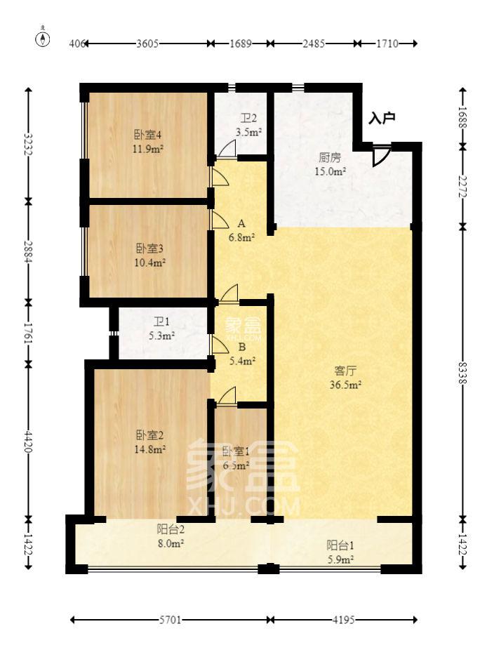 万科魅力之城 4室2厅2卫 3600.0元/月 万科魅力之城 4室2厅2卫 3600.0元/月室内图
