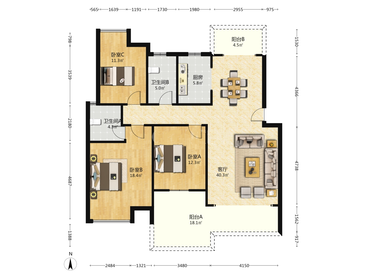 学府港湾 3室2厅2卫 46.8万 学府港湾 3室2厅2卫 46.8万室内图