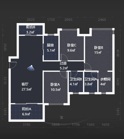 美的翰城 3室2厅2卫 99.8万 美的翰城 3室2厅2卫 99.8万室内图