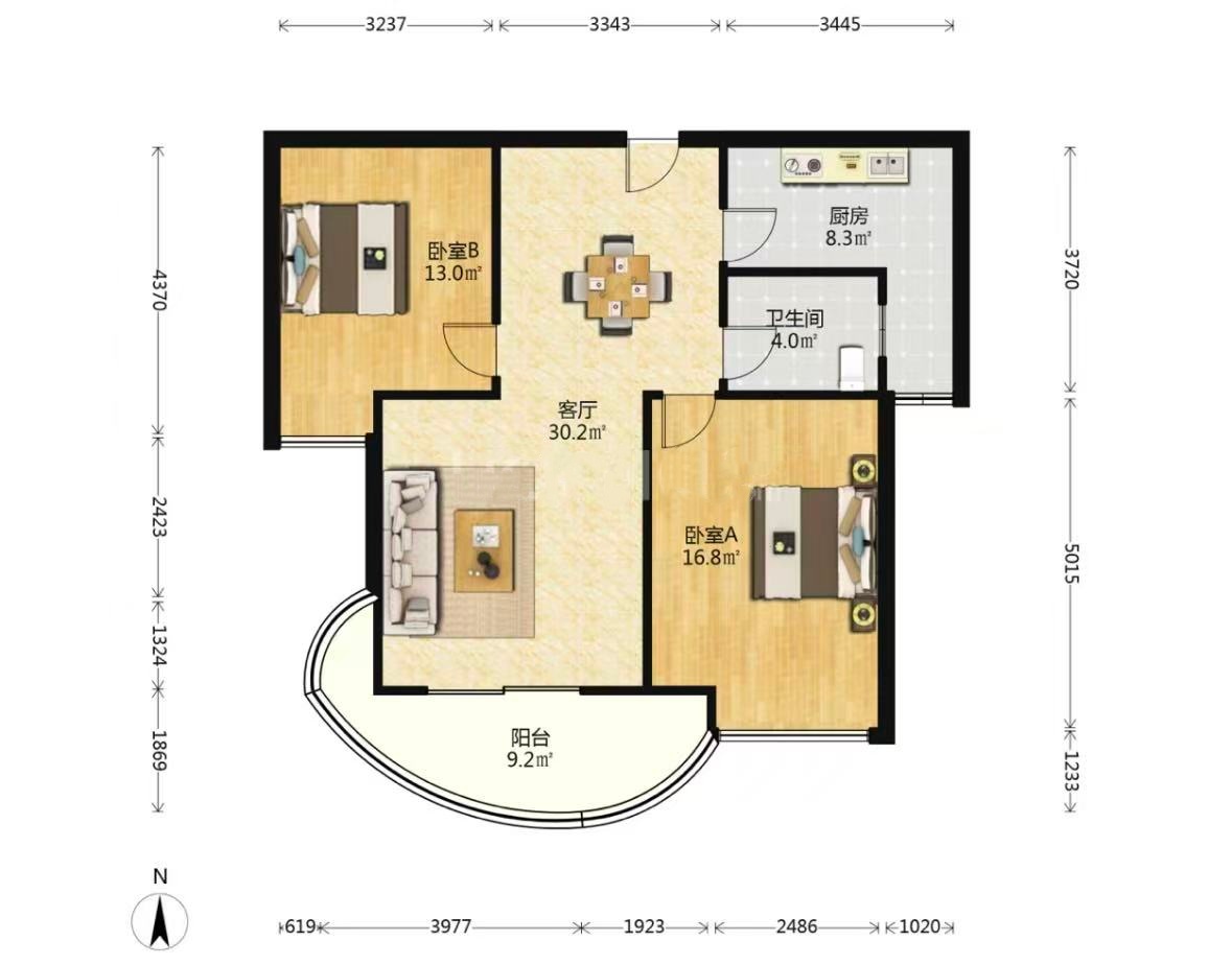 曼哈顿花园  2室2厅1卫    41.8万室内图