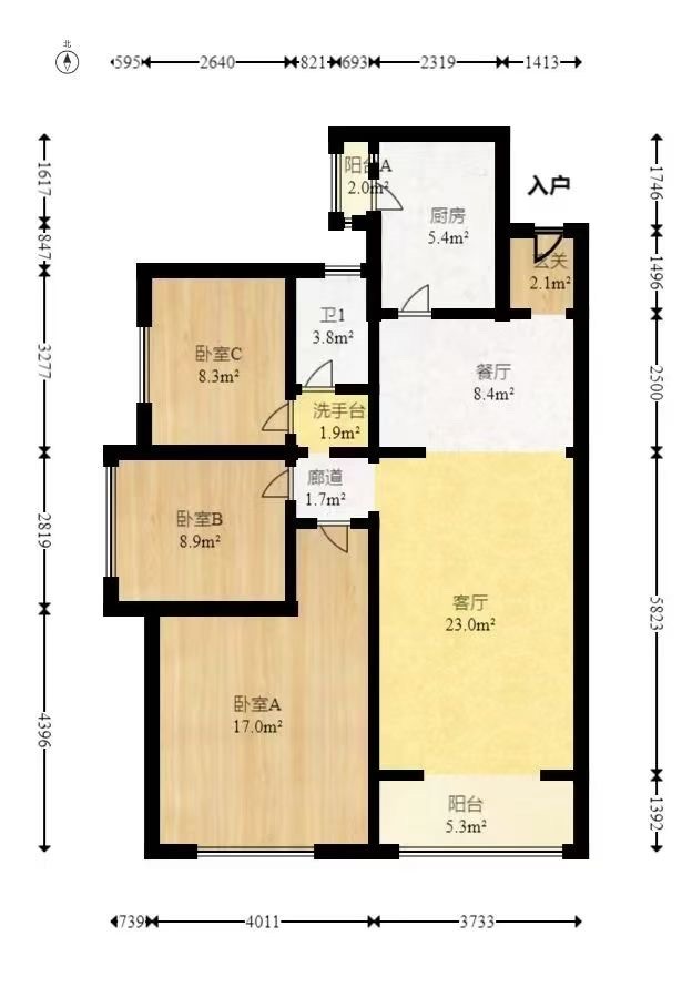 学士翰林苑  2室1厅1卫    1800.0元/月户型图