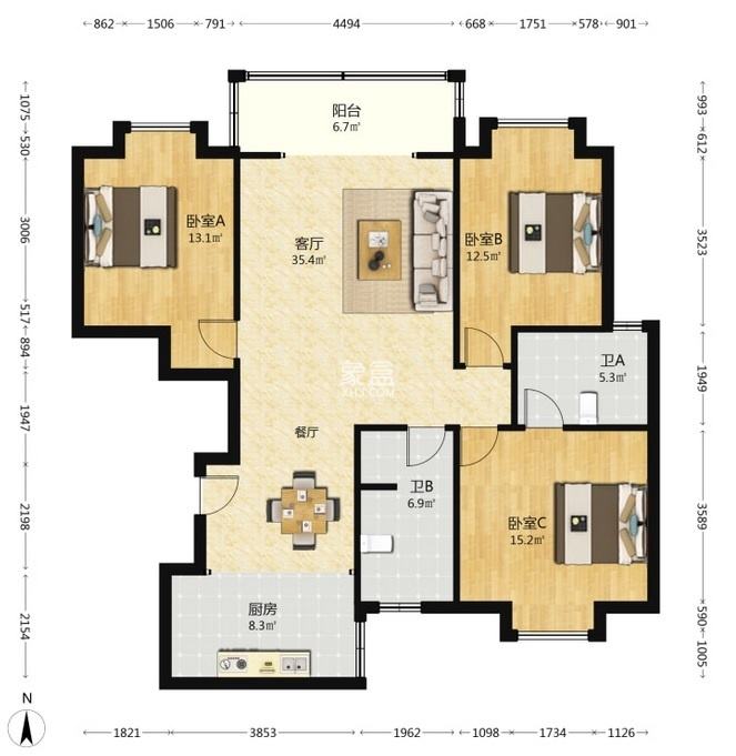 东景紫映  3室2厅2卫    42.0万