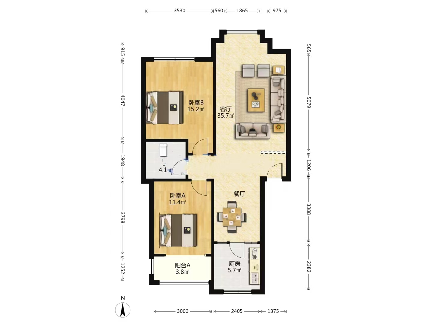 红旗北路散盘 2室1厅1卫 16.8万 红旗北路散盘 2室1厅1卫 16.8万室内图