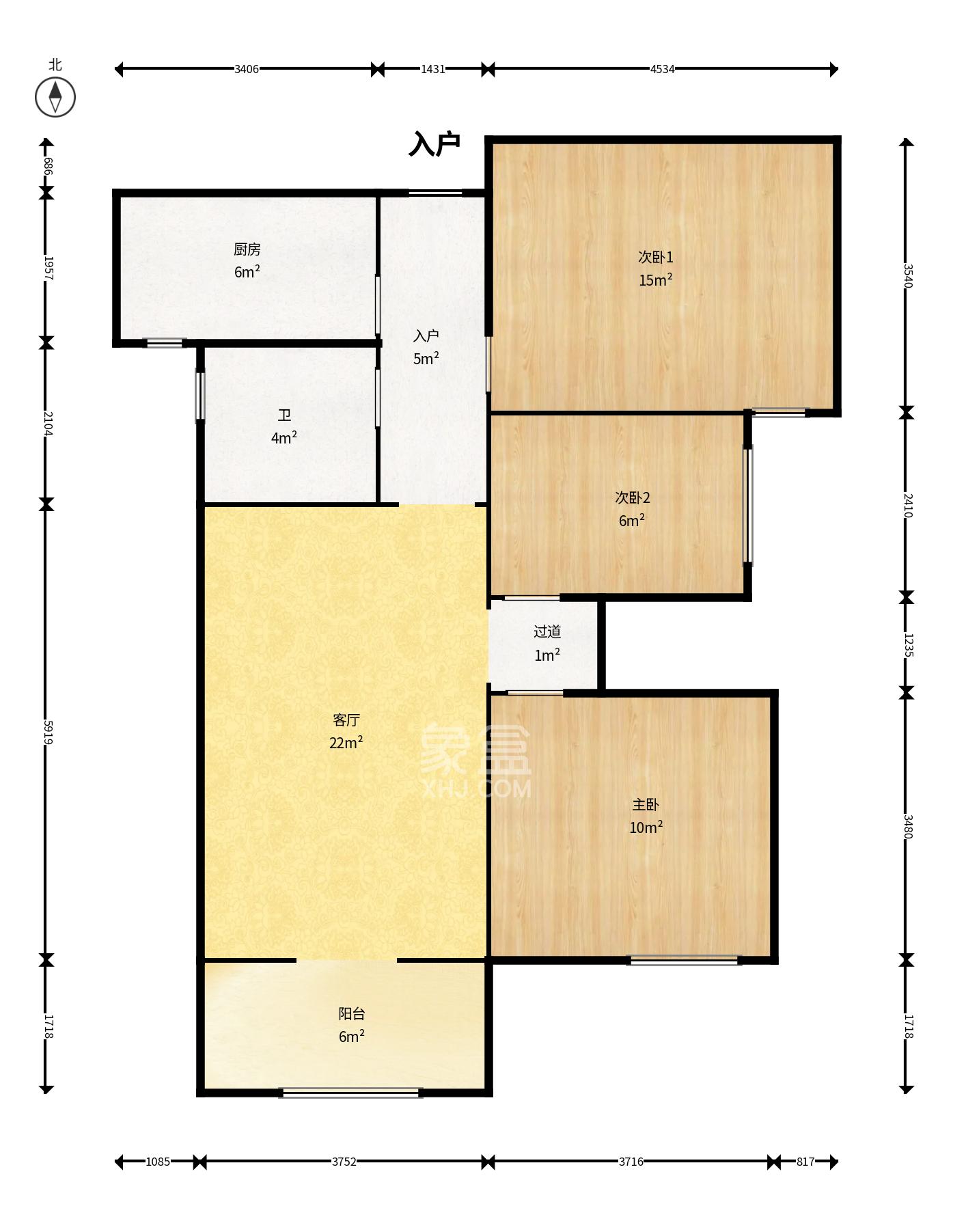 北辰三角洲C2区  3室2厅1卫    3300.0元/月室内图1