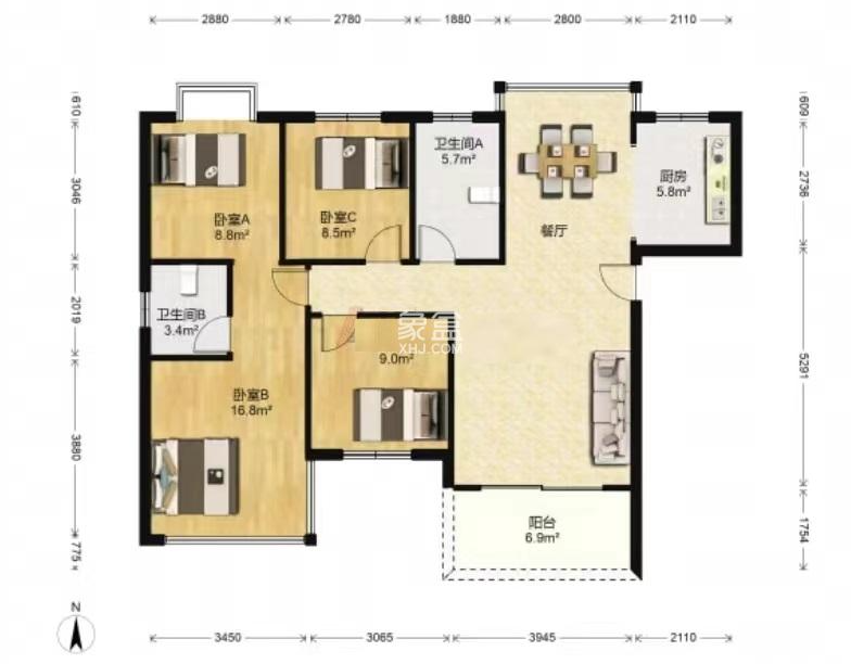 春藤小镇 4室2厅2卫 115.0万 春藤小镇 4室2厅2卫 115.0万室内图