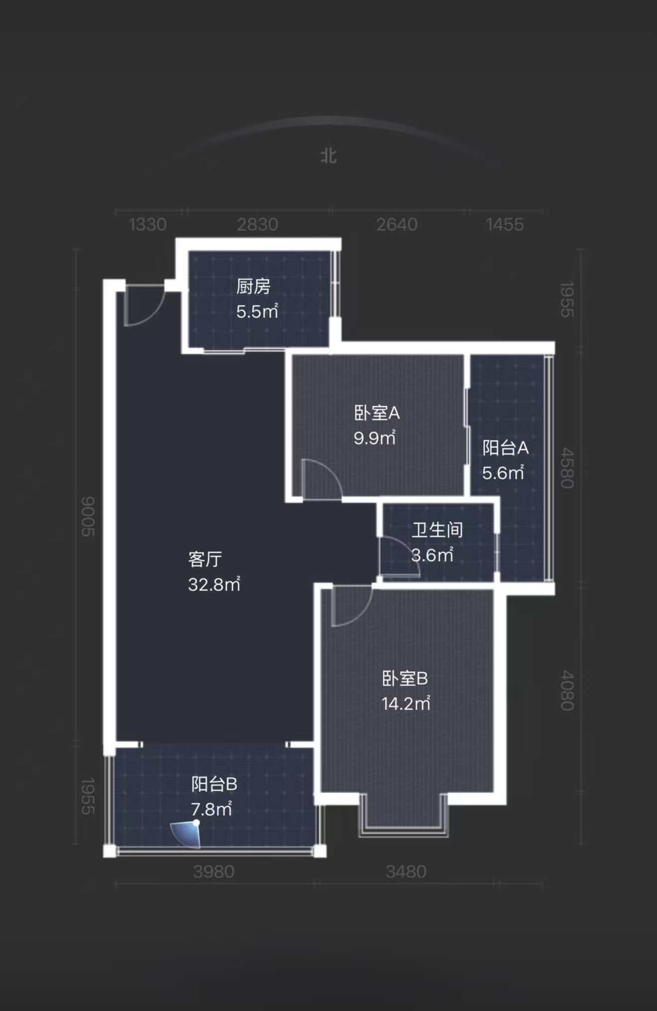 龙腾国际  2室2厅1卫    40.8万室内图