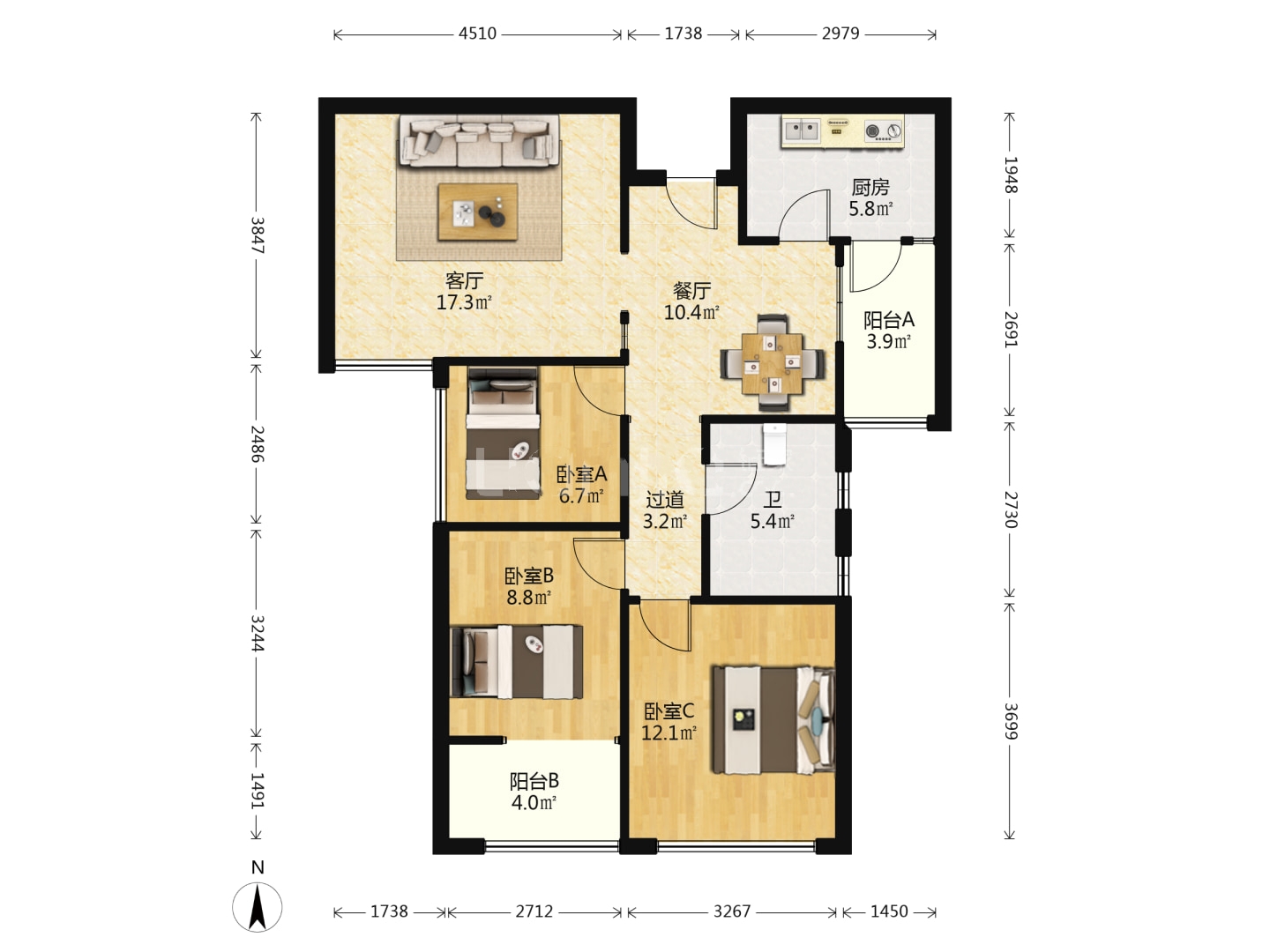 莱茵小镇  3室2厅1卫    29.8万室内图