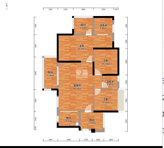蓝溪谷  4室2厅2卫    76.8万室内图