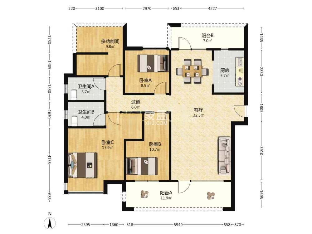 当代尚品苑  4室2厅2卫    66.0万