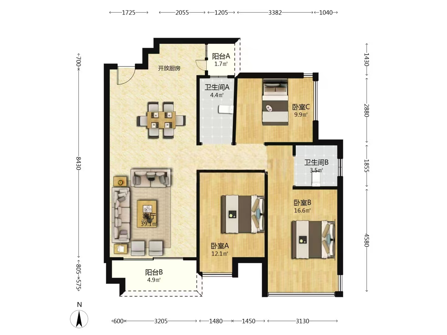 东部美的城  3室2厅1卫    52.0万