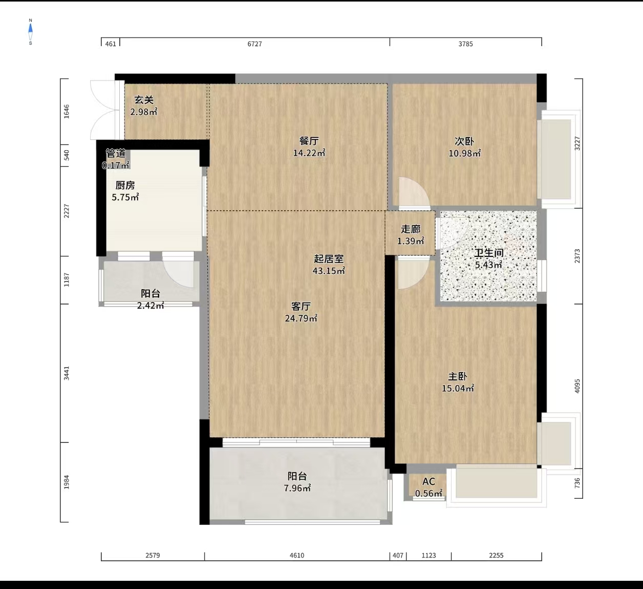 山水国际  2室2厅1卫    53.0万室内图