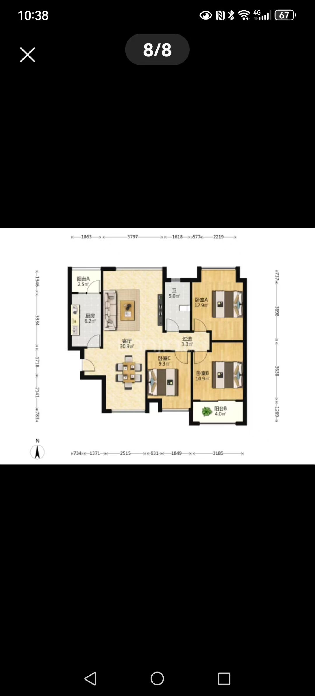 江山帝景雅典  3室2厅2卫    2400.0元/月户型图