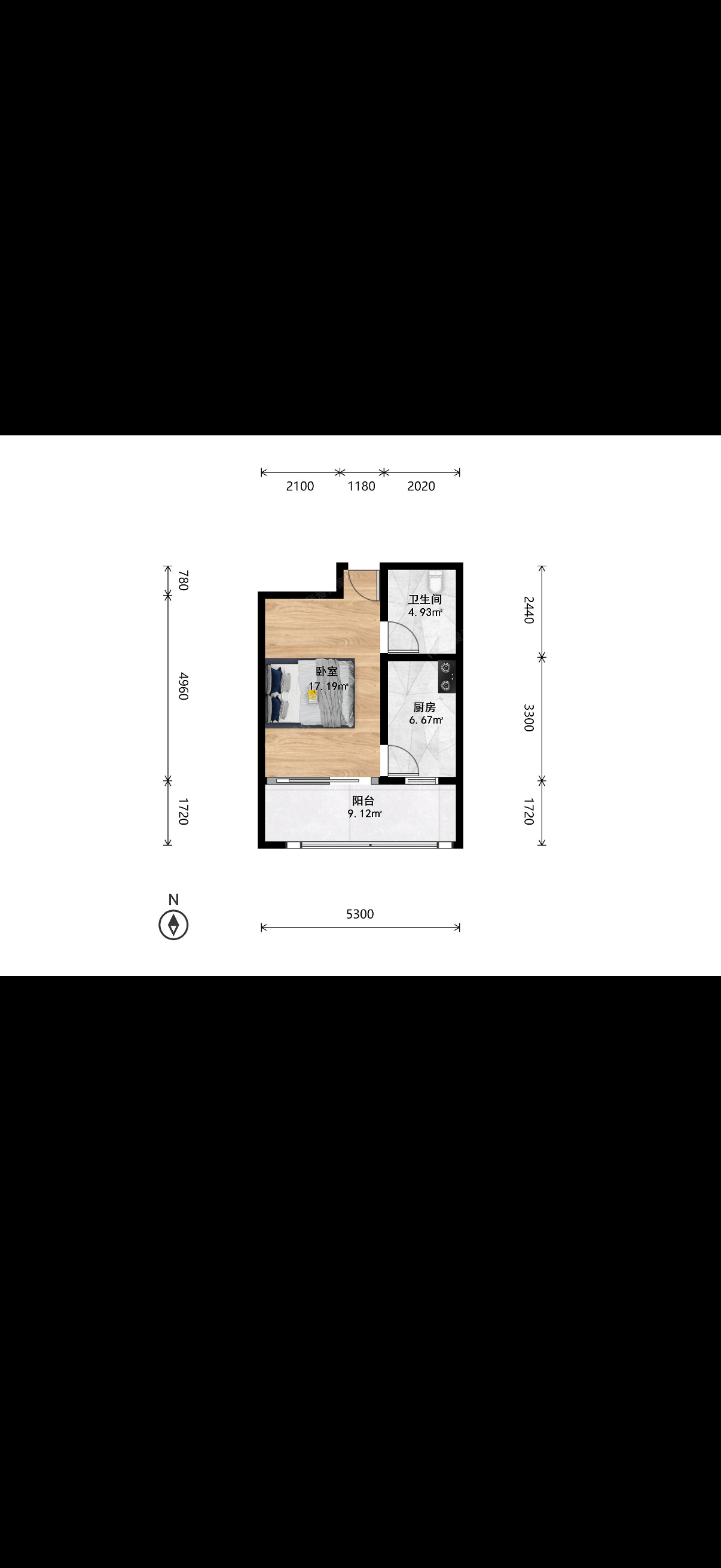 莲城步行街公寓  1室1厅1卫    24.0万户型图