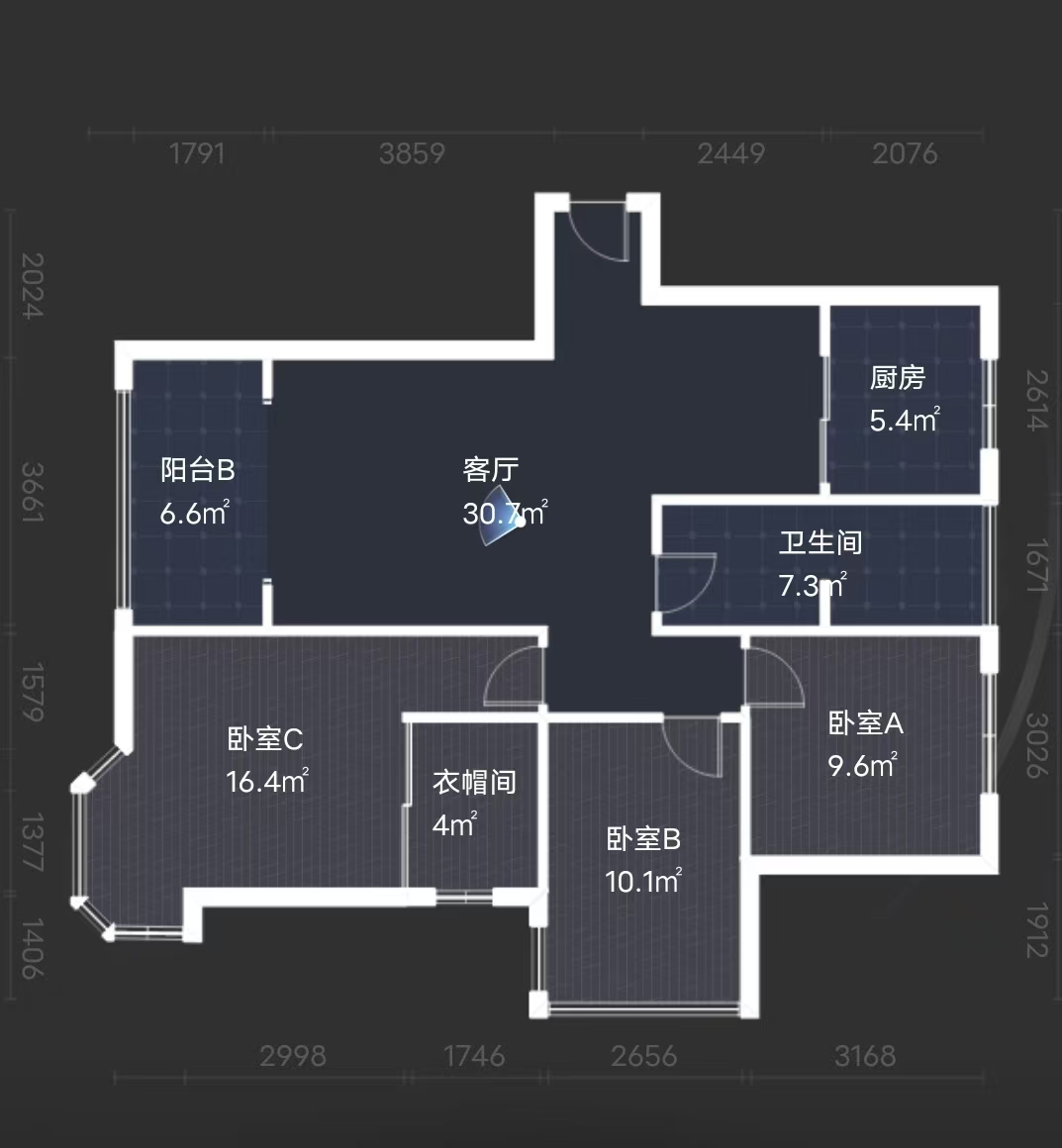 中欧昆仑首府  3室2厅2卫    65.8万室内图