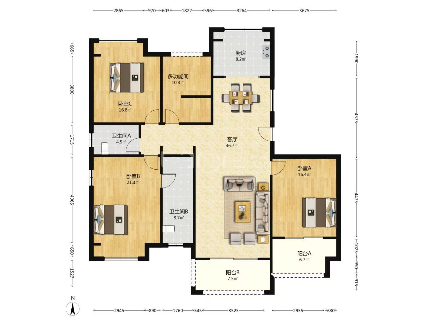 佳兆业金域天下一期  4室2厅3卫    118.0万室内图