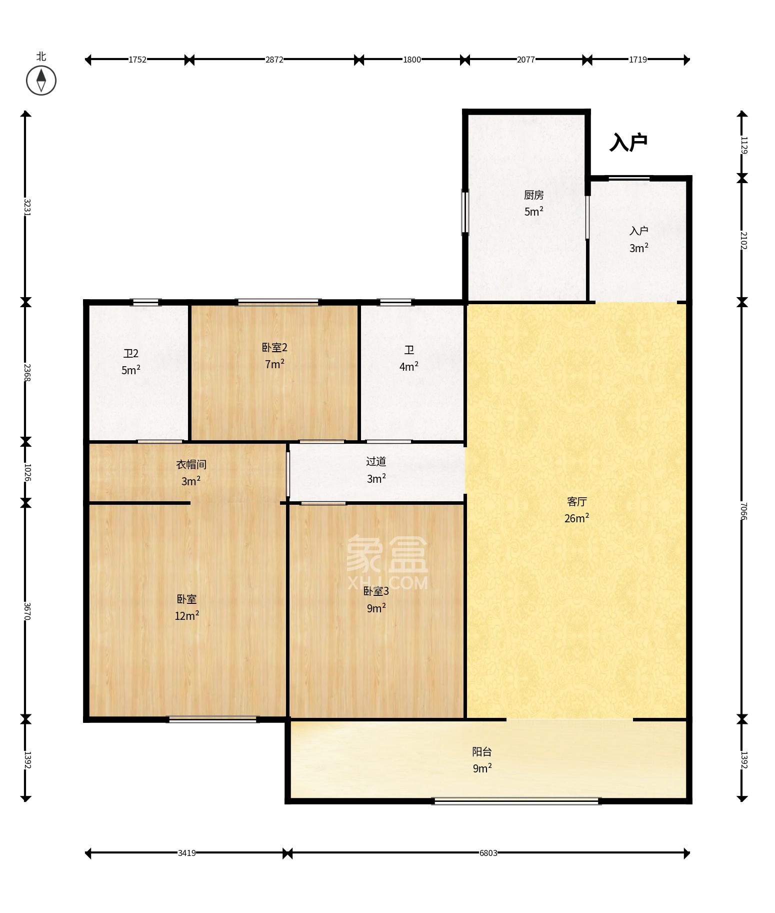 招商雍山湖 3室2厅2卫 3000.0元/月 招商雍山湖 3室2厅2卫 3000.0元/月户型图