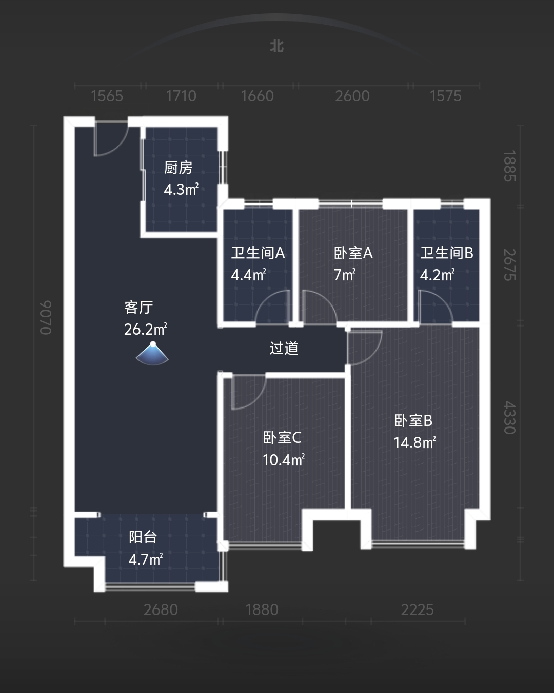 美的铂悦府  3室2厅2卫    73.8万室内图
