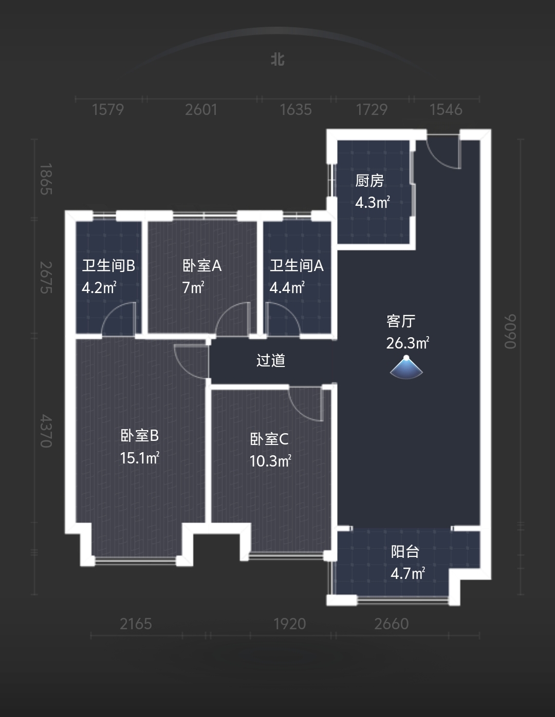美的铂悦府  3室2厅2卫    73.8万室内图