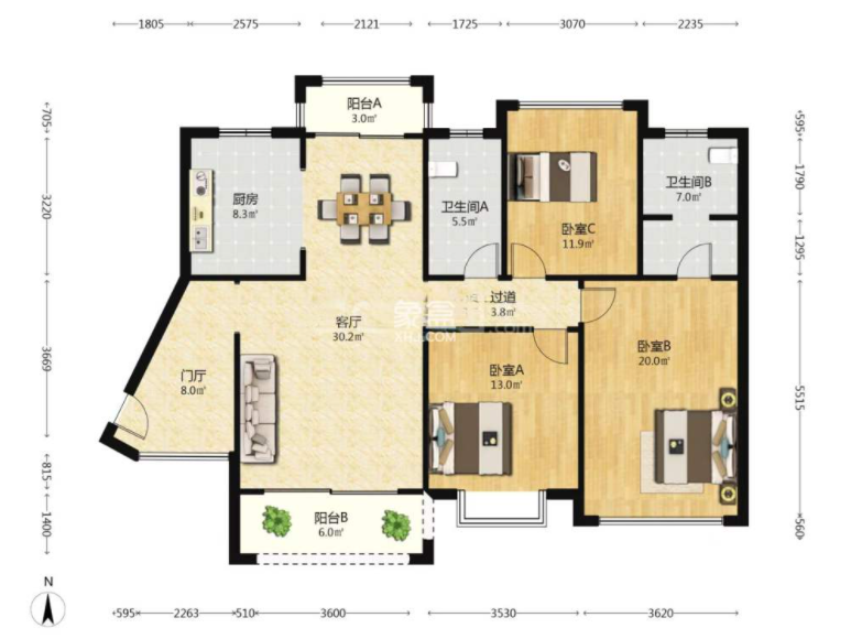 经世龙城 4室2厅2卫 66.0万 经世龙城 4室2厅2卫 66.0万室内图