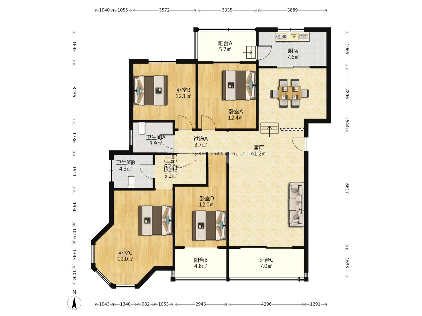熹悦花都  4室2厅2卫    42.8万室内图