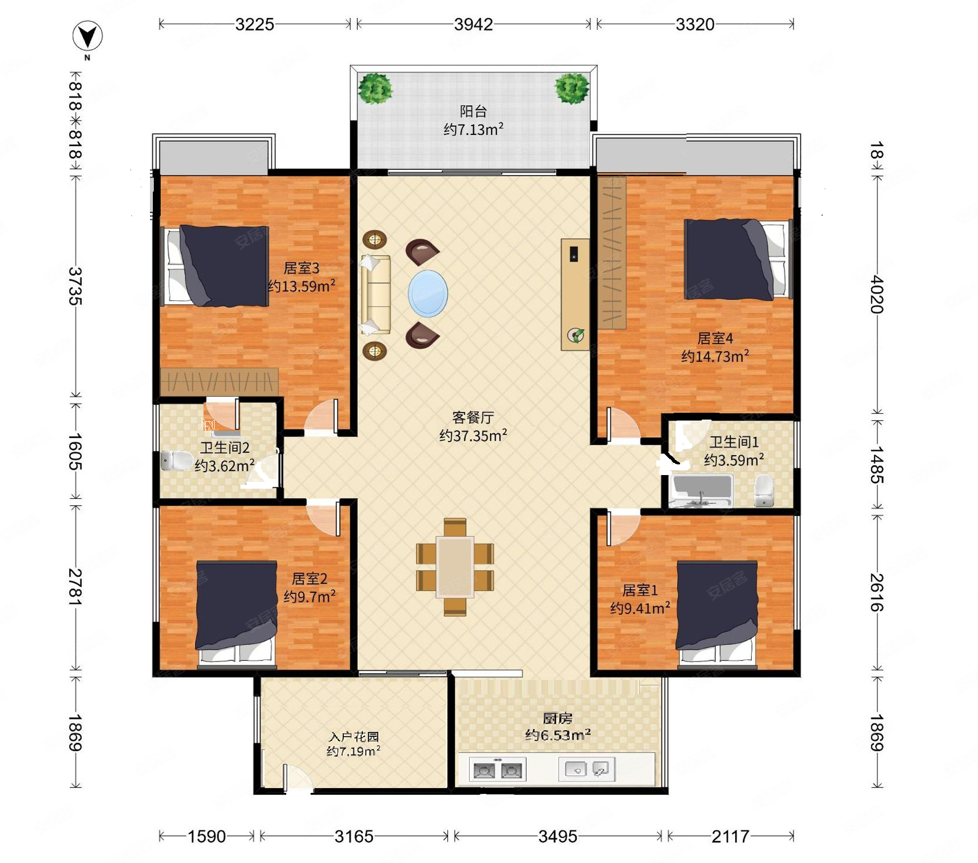 湘江名都 4室2厅2卫 75.8万 湘江名都 4室2厅2卫 75.8万室内图