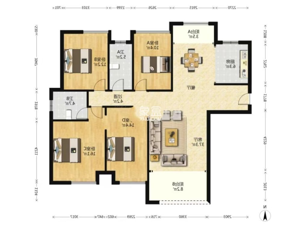 学府时代  4室2厅2卫    59.8万