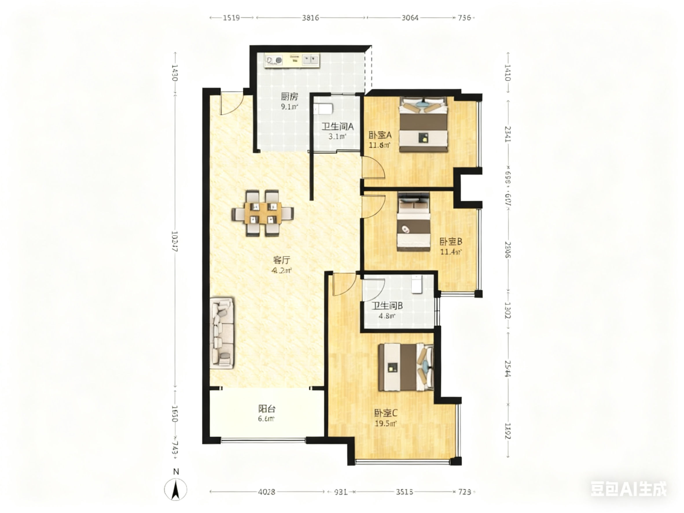 华晨神农湾  3室2厅2卫    81.0万